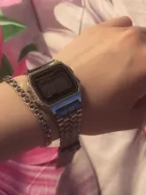 Reloj de correa de acero F91W para mujer, Digital, LED, Vintage, deportivo, militar, electrónico, regalo de San Valentín