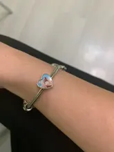 Cuentas personalizadas de Plata de Ley 925 para mujer, de Zirconia cúbica Accesorio con forma de corazón, apto para pulsera Pandora, joyería DIY 2019