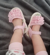 Sandalias de flores para bebé recién nacido, zapatos de cuna informales con volantes florales para primeros pasos de 0 a 18M, novedad de 2018