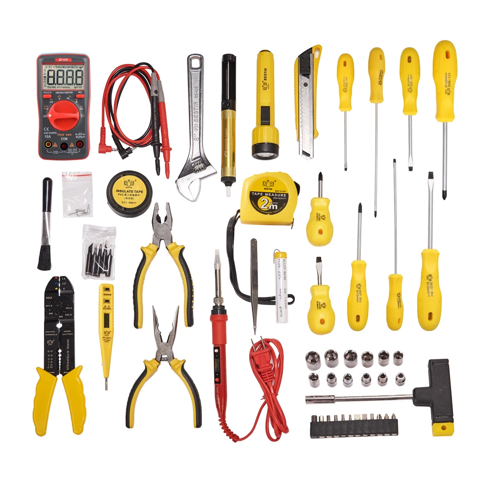 51-in-1Hand Tools Kit herramientas de mano Digital Multimeter Soldering Iron Ferramentas Manuais Welding Toolbox Set of Tools
51-in-1Hand Tools Kit herramientas de mano Digital Multimeter Soldering Iron Ferramentas Manuais Welding Toolbox Set of Tools
