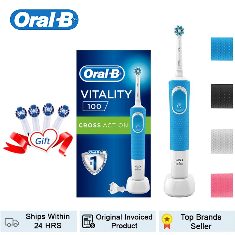Электрическая зубная щетка Oral B для взрослых D100 Vitality с перезаряжаемой яркостью 4