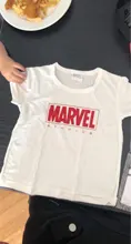 Camiseta de manga corta con dibujo de Marvel para niños, ropa de moda Harajuku, Unisex, color blanco