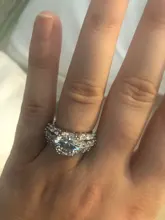 Huitan-Anillo de boda con Circonia cúbica para mujer, sortija de boda con zirconia cúbica, zirconia, circonita, zirconita, redonda, grande, alta calidad