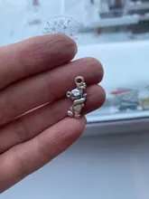 20 piezas de dijes oso flores 19x9mm Color plata tibetana colgantes joyería antigua fabricación artesanal DIY