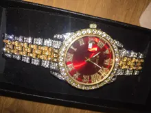 ALLICEONYOU-relojes de circonia cúbica, pulsera de diamantes de alta calidad, de acero inoxidable, Color oro nuevo y plateado, a la moda, Hip Hop, para regalo