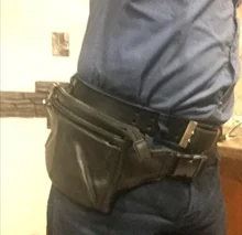 MISFITS-Riñonera de cuero de vaca para hombre, cangurera masculina pequeña, de estilo vintage, bolso de ajuste en el pecho, informal, para llevar el teléfono móvil