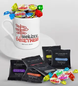 Personalized English Teacher Turkish coffee Cup Selamlique Mixed Turkish Coffee House and Haribo Candy Gift Seti-1
Personalized English Teacher Turkish coffee Cup Selamlique Mixed Turkish Coffee House and Haribo Candy Gift Seti-1