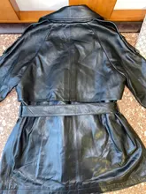 MESHARE-gabardina de cuero de oveja auténtico para mujer, chaqueta de cuero auténtico, Popular, suelto, R7