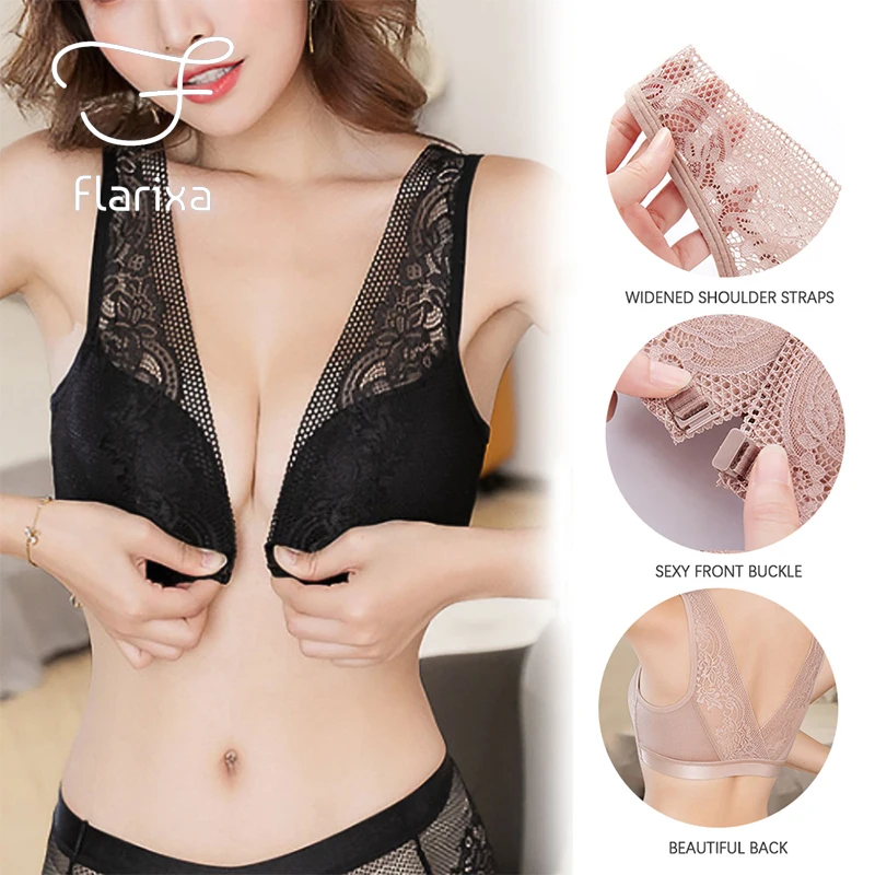 Flarixa Front Buckle Plus Size Bra Seamless Push Up Bra Without Bracket Lace Female Bra Deep V Sexy Backless Bralette Crop Tops
Flarixa Front Buckle Plus Size Bra Seamless Push Up Bra Without Bracket Lace Female Bra Deep V Sexy Backless Bralette Crop Tops