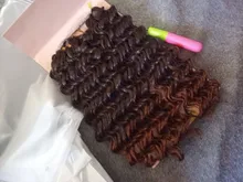 Sintético de la onda profunda del pelo trenzado extensiones de 10 corto 3 unids/pack cabello ombré ondulado extensiones de pelo ondulado
