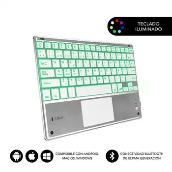 Subblim smbt50 bluetooth keyboard with touchpad smart blacklit silver - bt 3.0-illuminated keys-420mah battery-compatible
Subblim smbt50 bluetooth keyboard with touchpad smart blacklit silver - bt 3.0-illuminated keys-420mah battery-compatible