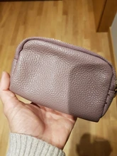 GO-LUCK-monedero de piel de vaca con cremallera para mujer, bolsa para cosméticos, lápiz labial, auriculares, 3 capas