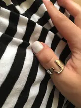 Anillo con apertura ajustable iniciales del nombre para mujer, ancho hueco, grueso, letras de A-Z, 3 colores, Metal, alfabeto, fiesta, joyería