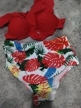 Bikini Swimwear Bathing-Suits Beach-Wear Ruffle Off-The-Shoulder High-Waist Summer Sexy