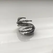 Anillo de estilo gótico para hombre y mujer, sortija de serpiente con diseño de garra de dragón y animales, Estilo Vintage, Punk, Hip Hop, apertura ajustable, regalo de joyería