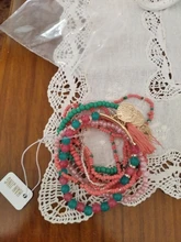 Conjunto de pulseras elásticas multicapa para mujer, joyería Bohemia, brazaletes con borla, moneda de oro, encanto de cuentas de cristal, regalo para mujer