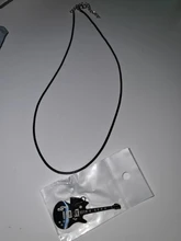 Collar de guitarra de acero inoxidable 316L para hombre, cadena de cuero, colgantes