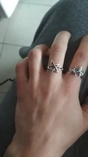 Retro tailandés Color plateado pentagrama estrella anillo ajustable para mujeres de moda regalo de fiesta, joyería S-R284