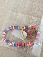 Tobillera Bohemian con borlas Multicolor para mujer, joyería con cuentas acrílicas, cadena elástica para tobillo, cadena para pierna