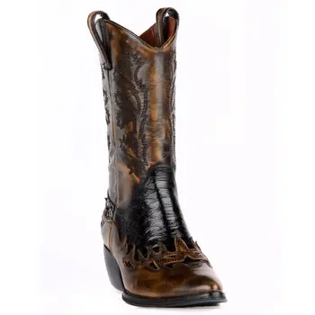 FootCourt- Brown Genuine Leather Cowboy Boots Polished Leather Embroidered Pointed Toe Boots Mid-Calf Boots Handmade 
FootCourt- Brown Genuine Leather Cowboy Boots Polished Leather Embroidered Pointed Toe Boots Mid-Calf Boots Handmade