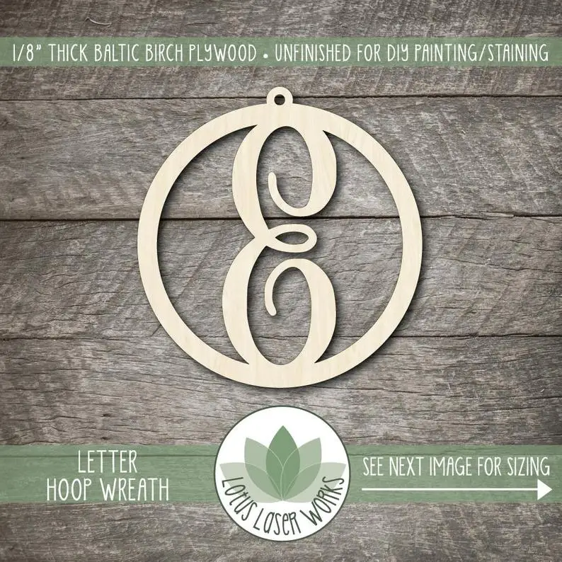 Wood Letter In Round Frame With Hanging Loop, DIY Wood Monogram, Nursery Decor, All Letters Available, Laser Cut Wood Letter
Wood Letter In Round Frame With Hanging Loop, DIY Wood Monogram, Nursery Decor, All Letters Available, Laser Cut Wood Letter