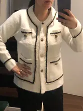 Button-Wool-Jacket Thin-Coat Black Korean Fashion Women Long-Sleeve Autumn Ladies White