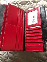 Billetera de cuero genuino con bloqueo RFID para mujer, Cartera de cuero de señora, diseño de marca de lujo, de cuero de cera de aceite, monedero