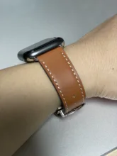 Correa de cuero genuino para Apple Watch, Correa con cierre de mariposa para iWatch de 44mm, 40mm, 42 y 38