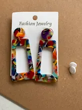 Pendientes de Clip para mujer, aretes de leopardo acrílico largo cuadrado geométrico circular sin Piercing, Clips para las orejas