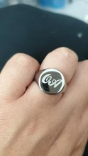 Anillo de acero inoxidable personalizado para mujer, sello de letra con parte superior redonda gruesa, Punk, joyería de moda