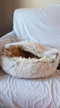 Cama de felpa redonda para mascotas nido de gato semicerrado para Comodidad para dormir profunda en invierno, cama para gatos, pequeña esterilla, cesta, perrera suave, novedad