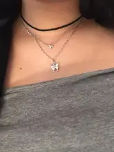 Colgante de doble capa con forma de mariposa para mujer, Gargantilla de Color plata de ley 925, cadena redondo, exquisita, regalo de boda, joyería fina