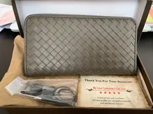 Cartera de cuero tejida larga para hombre y mujer, bolso de mano de marca de lujo, cartera sencilla a la moda, 100% de gran capacidad de piel de oveja