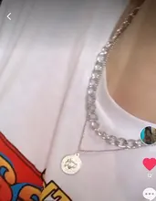 17KM-gargantilla Punk de cadena de oro grueso multicapa para mujer, collar con colgante redondo Irregular a la moda, joyería de tendencia 2021