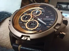 NAVIFORCE-Reloj de pulsera deportivo para hombre, de cuarzo, resistente al agua, con fecha de 24 horas, de cuero