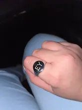 Anillo de acero inoxidable personalizado para mujer, sello de letra con parte superior redonda gruesa, Punk, joyería de moda