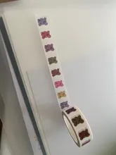 Cinta adhesiva con estampado de oso sonriente y papel, cinta Washi decorativa con diseño de flor de amor kawaii de Corea, para cuentas de mano, papelería