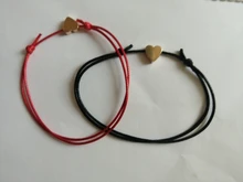 2 unids/lote Pequeño amor corazón pulsera de la suerte, rojo, negro, blanco, Color de la cuerda pulsera ajustable par de Pulseras de Moda al por mayor