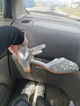 ULKNN-Sandalias con purpurina para niñas, zapatos de tacón alto para niñas, sandalias de cristal para actuaciones, zapatos de princesa para bebés