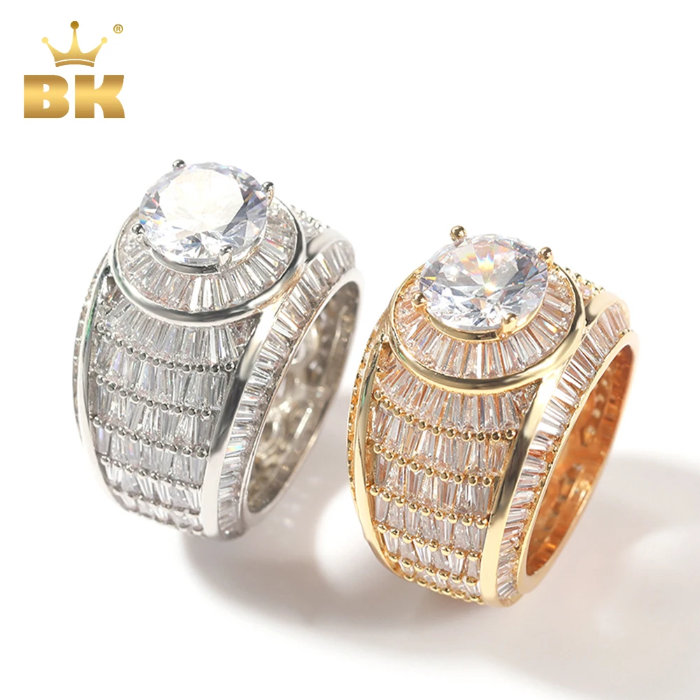 

THE BLING KING Luxury Bold Statement Rings Iced Baguettecz Cubic Zirconia Engagement High Quality Party Hiphop Jewelry For Gift
