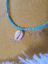 HuaTang-Collar con adorno de concha para mujer, colgante bohemio en color verde con adorno de concha de estrás, accesorios de playa a la moda, modelo 6947