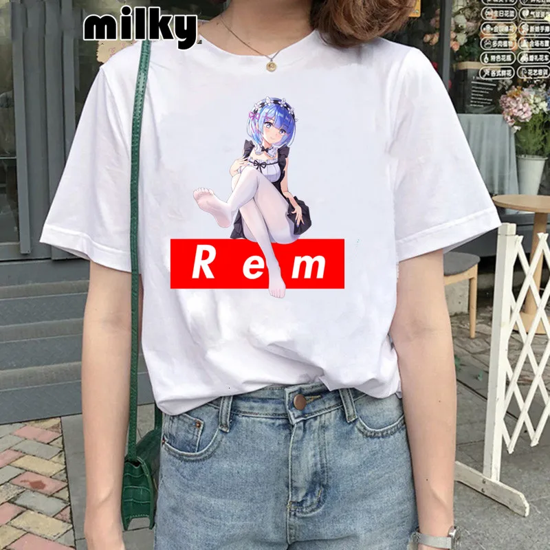 

Hot Anime Re Zero Rem Ram Print T-shirt Cute Kawaii Girl Streetwear Women Casual Fashion T Shirt Harajuku Hip Hop Tshirt Tops