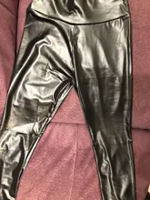 ATHVOTAR de talla grande negro de cuero de PU de las mujeres Leggings cintura alta negro de cuero de la PU de Legging pantalones de piel de moda de las mujeres