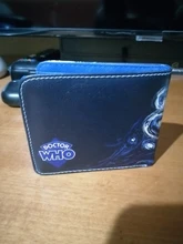 Cartera de piel sintética con bolsillo para monedas, Cartera de Doctor Who, caja de policía azul, biplegable, novedad