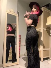 Streetwear Trousers Pants Wide-Leg Velvet Skinny High-Waist Winter Women Autumn Viifaa