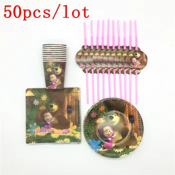 50pcs/lot Masha and Bear Theme Kids Birthday Party Decoration Cups Plates Straws Napkin Family Party Disposable Tableware Supply
50pcs/lot Masha and Bear Theme Kids Birthday Party Decoration Cups Plates Straws Napkin Family Party Disposable Tableware Supply