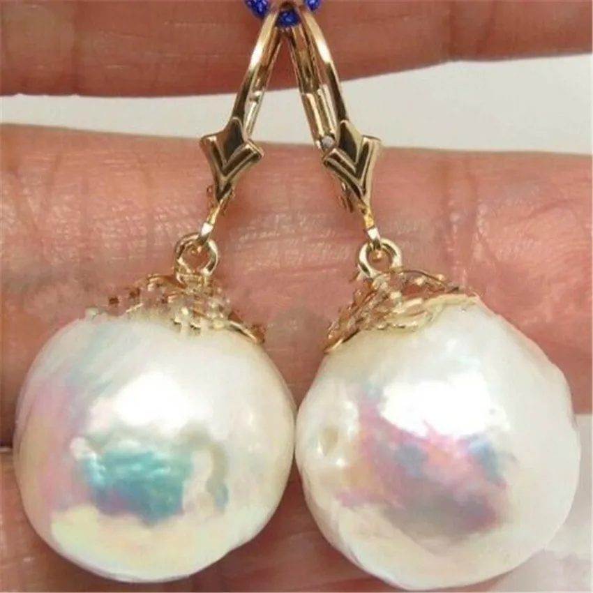 14-16mm White Baroque Pearl Earrings Gold Hook Party Dangle Classic Jewelry Fine AAA Gift Clasp Hand-Made
14-16mm White Baroque Pearl Earrings Gold Hook Party Dangle Classic Jewelry Fine AAA Gift Clasp Hand-Made