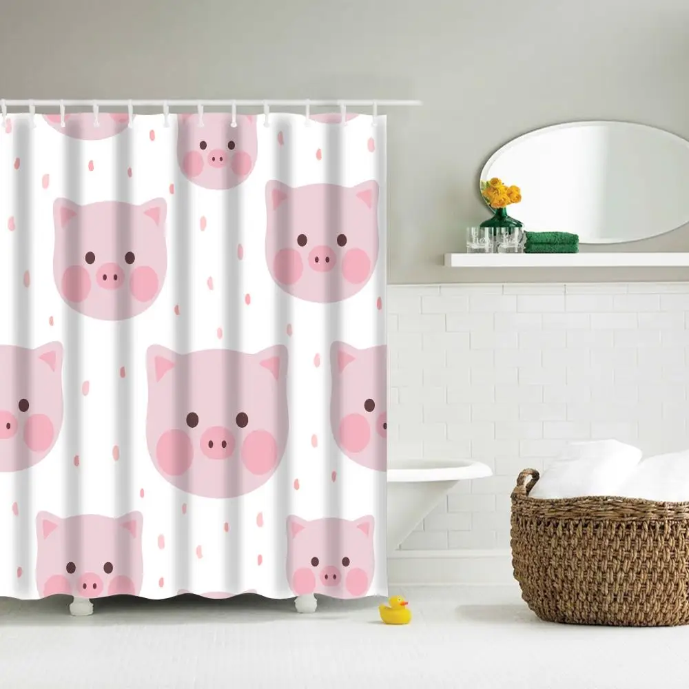 Shower Curtain Set with Hooks Cartoon Lovely Cute Pink Pig Faces Bathroom Decor Mildew Resistant Fabric Shower Curtain
Shower Curtain Set with Hooks Cartoon Lovely Cute Pink Pig Faces Bathroom Decor Mildew Resistant Fabric Shower Curtain