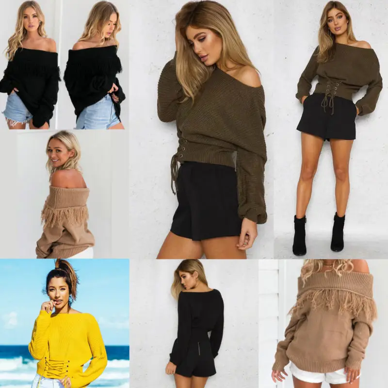 New Autumn Winter Long Sleeve Pullovers Women Sexy Off Shoulder Knitted Sweater Fashion Lady Sweater Tops
New Autumn Winter Long Sleeve Pullovers Women Sexy Off Shoulder Knitted Sweater Fashion Lady Sweater Tops
