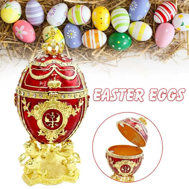 Easter Hand Painted Faberge Style Enameled Egg Rhinestone Jewelry Trinket Box Popular Party gift Home Decoration Accessories
Easter Hand Painted Faberge Style Enameled Egg Rhinestone Jewelry Trinket Box Popular Party gift Home Decoration Accessories
